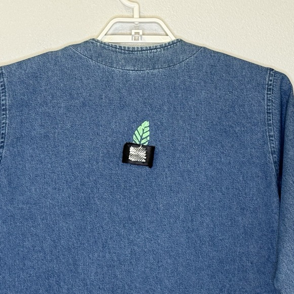 Vintage On the Rocks Womens Artsy Jean Jacket Medium Button Front Collarless USA - Picture 8 of 11